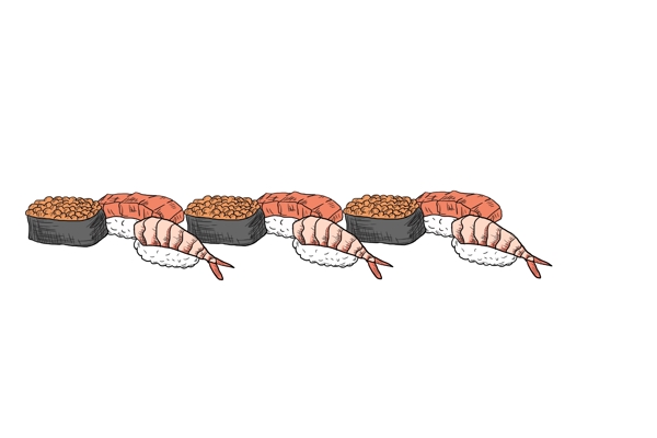 寿司分割线手绘插画