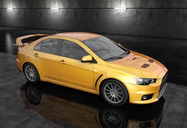 C4D模型黄色小赛车默认渲染器