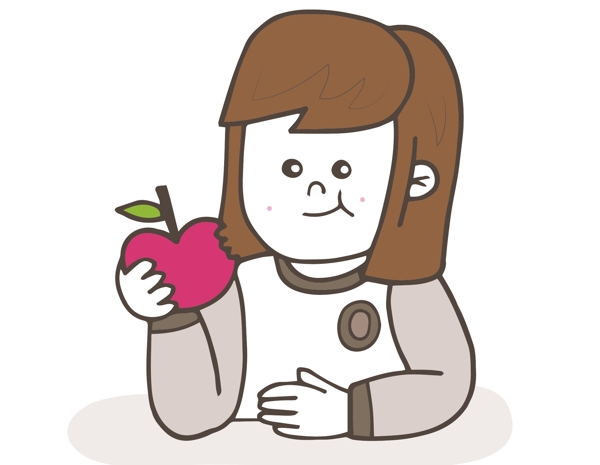 卡通可爱女孩苹果元素