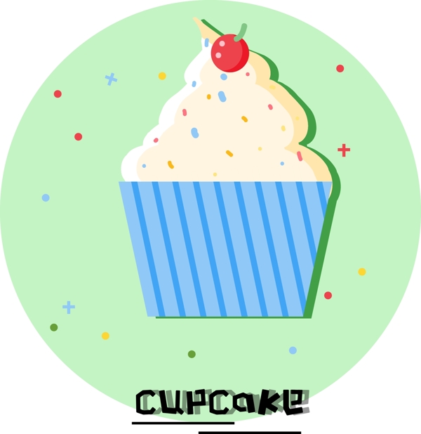 矢量卡通简约食物美食甜品杯子蛋糕