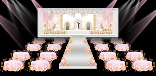 粉色教堂婚礼效果图