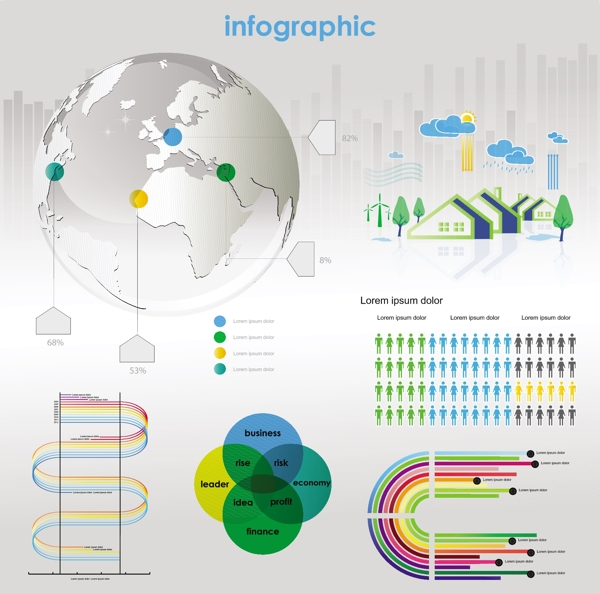 漂亮商业数据图矢量素材