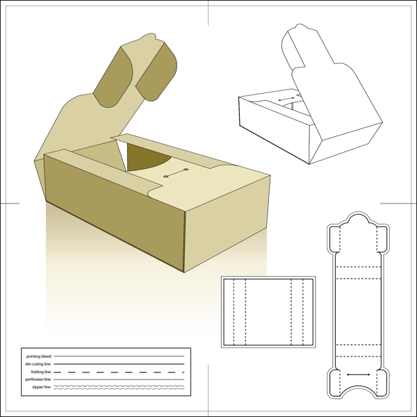 40款包装盒展开图与立体效果图