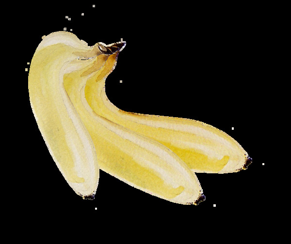 手绘三根香蕉透明素材png