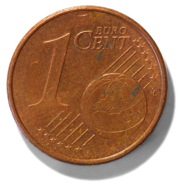 欧元一分的硬币油画图片装潢素材