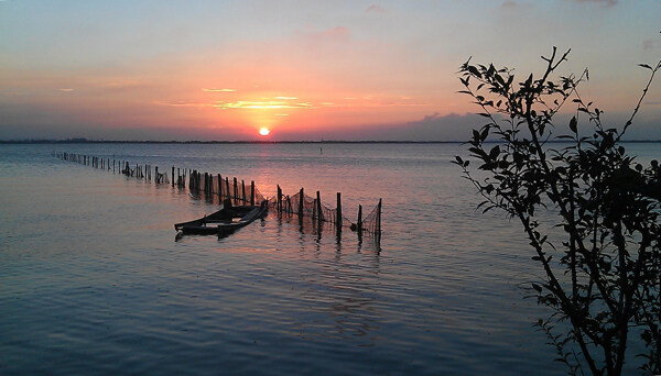 阳澄湖的夕阳图片