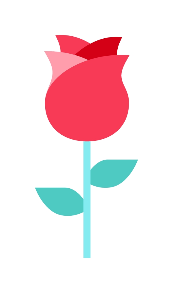 粉色扁平情人节玫瑰图标