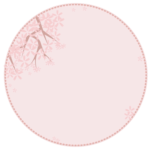 粉色春季可爱樱花矢量免抠圆形边框