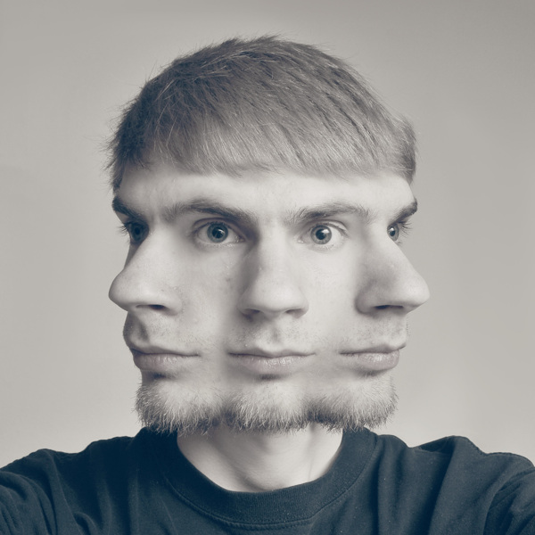 三面脸部的男人图片