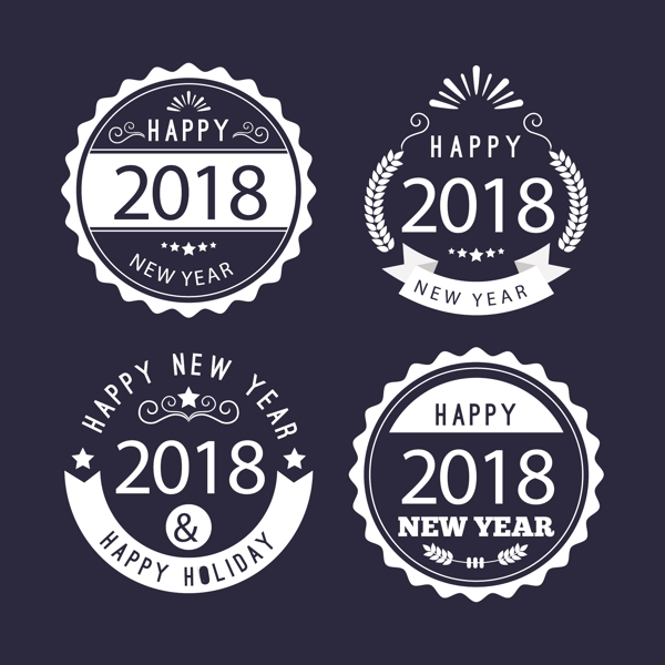 2018新年圆形字体标签设计