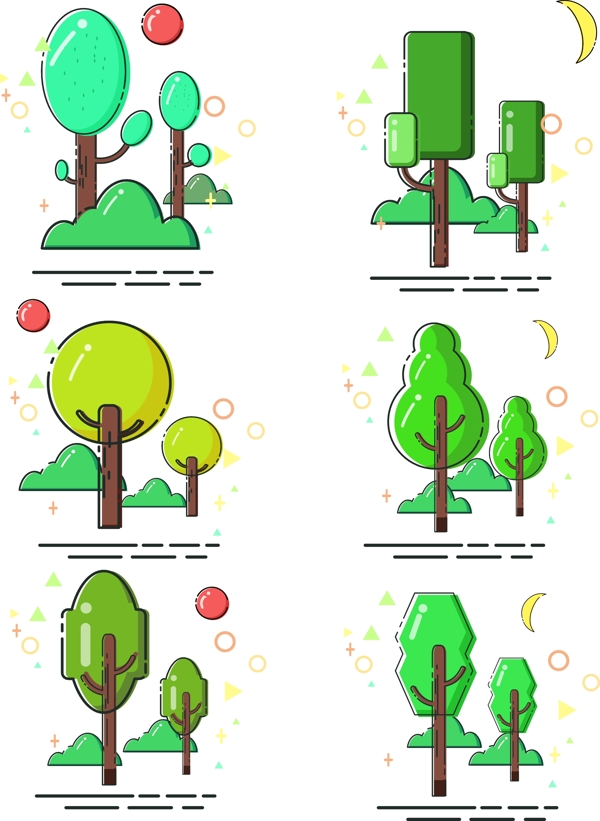 meb风格卡通可爱树木集合