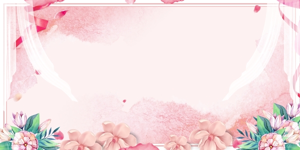 浪漫手绘粉色花卉背景