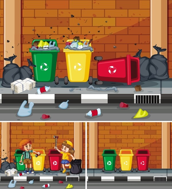 卡通垃圾桶图片