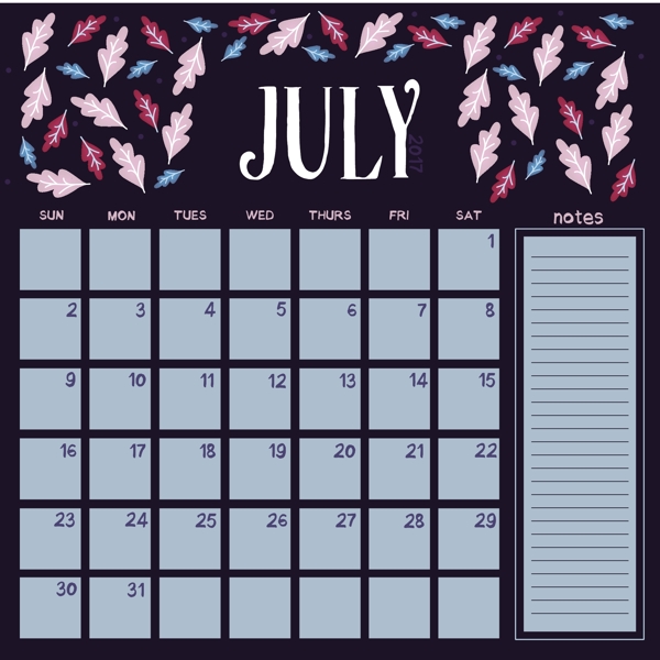 花卉装饰图案日历设计