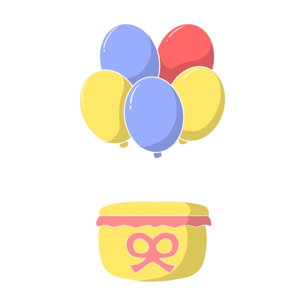 黄色的气球礼物插画