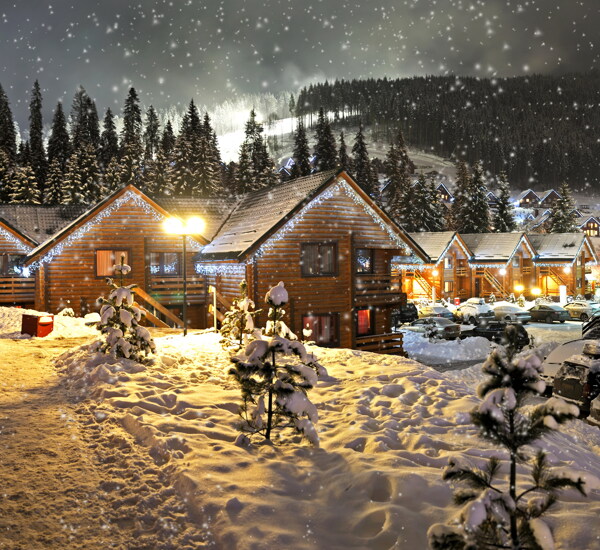 唯美雪屋风景图片