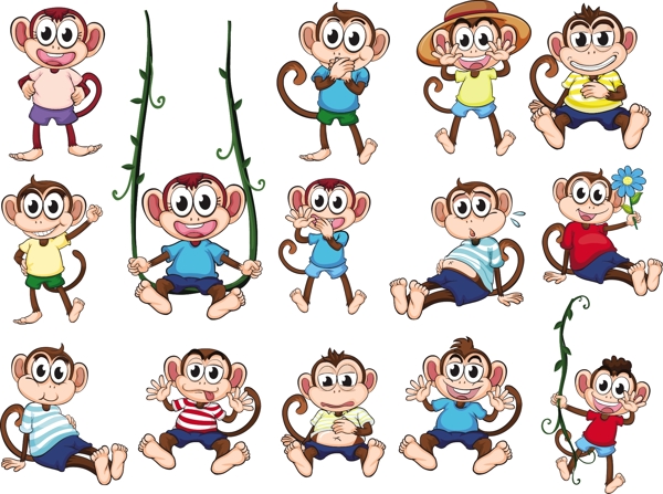 卡通猴子矢量素材