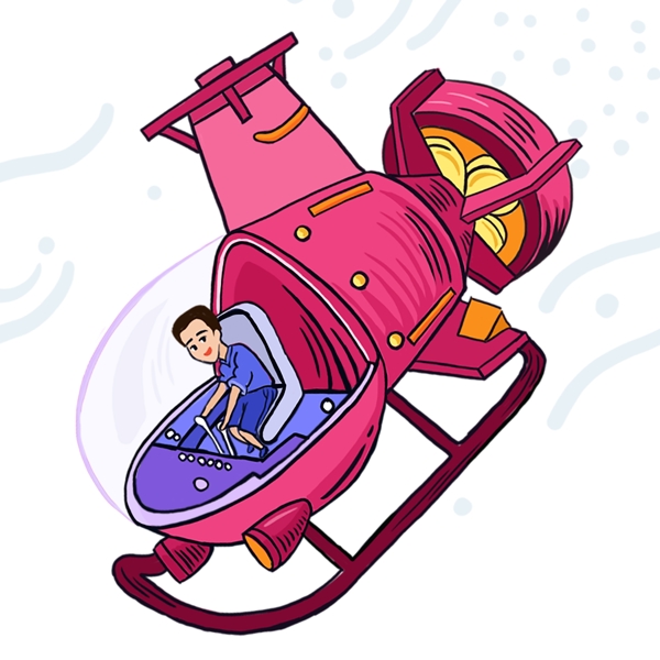 骑着潜艇的少年涂鸦人物设计