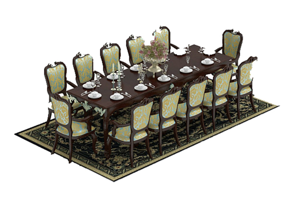 室内模型餐桌素材模板下载