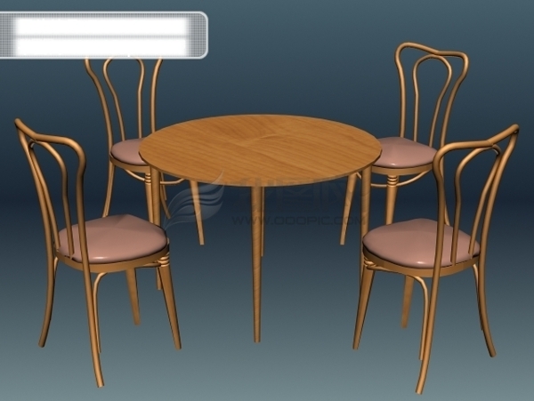 3d木质圆桌椅子