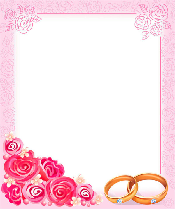 插画花朵戒指装饰的边框图片