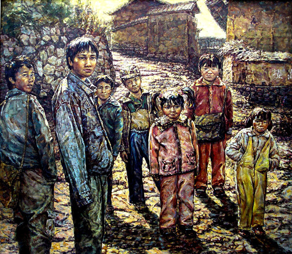中国儿童油画图片