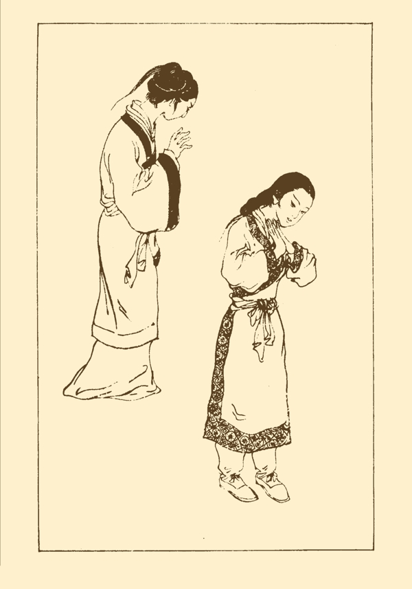 中国历代服饰白描