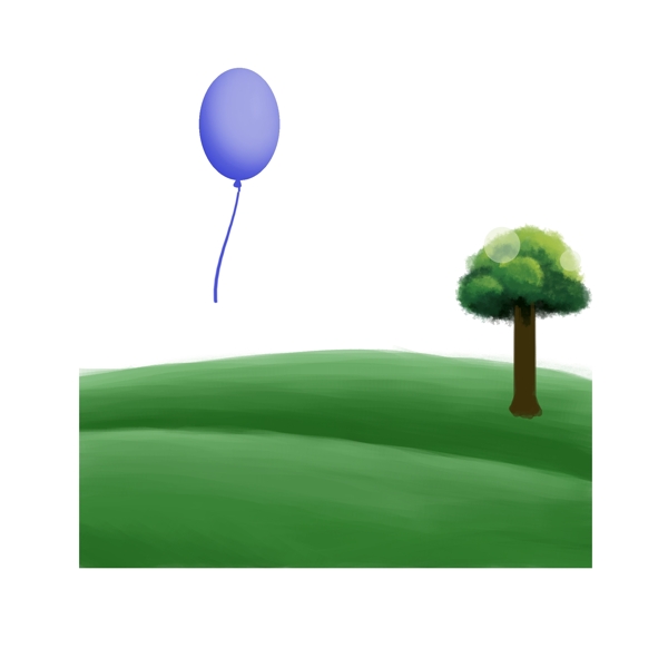草地通用词绿色草坪大树气球