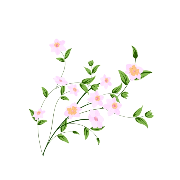 手绘春天粉色花卉可商用