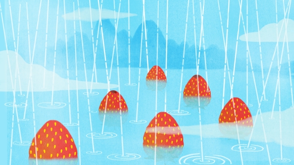 雨中草莓奔跑背景图