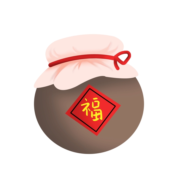 春节罐子厨房调味喜庆食物中国红团年PNG