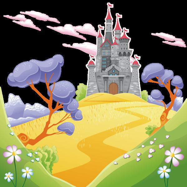 彩色卡通城堡图案元素