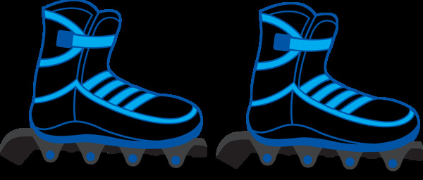 蓝色条纹漂亮溜冰鞋免抠png透明素材