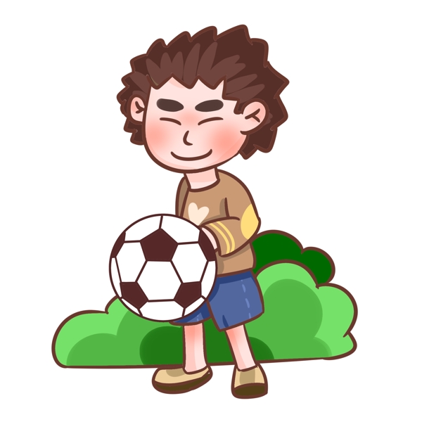 踢足球的男孩手绘插画
