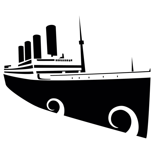 泰坦尼克号的剪影矢量插画