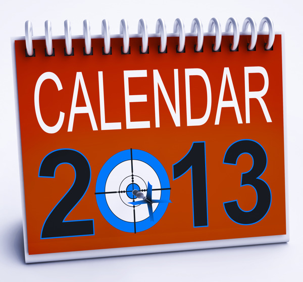2013年计划和进度的日历显示