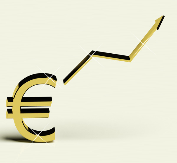 欧元符号和箭头作为收入或利润的象征