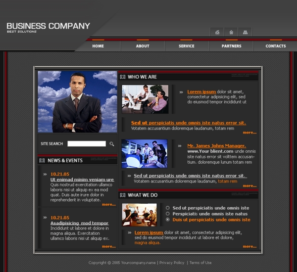 灰黑色企业商务网站模板