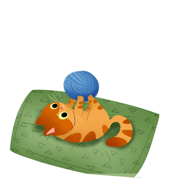 玩毛线球的小猫图案元素