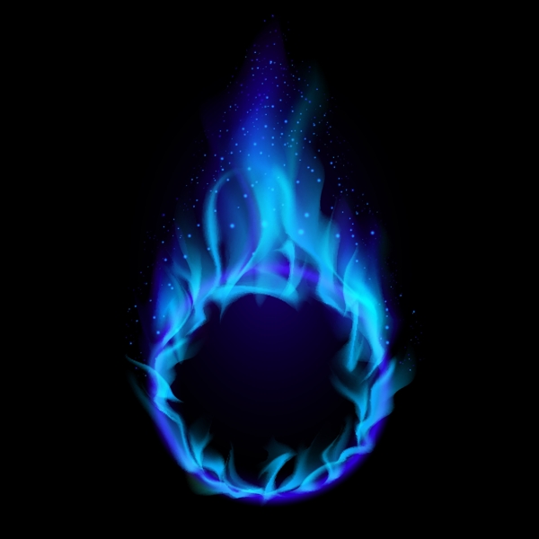 动感燃烧的蓝色火焰火圈图片
