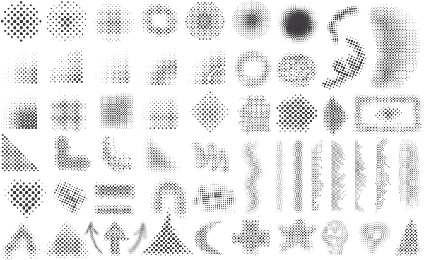 9个网点图形的黑白设计元素系列矢量素材
