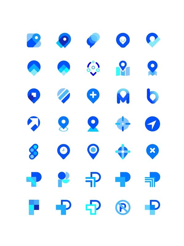 蓝色手机定位地图矢量icon图标