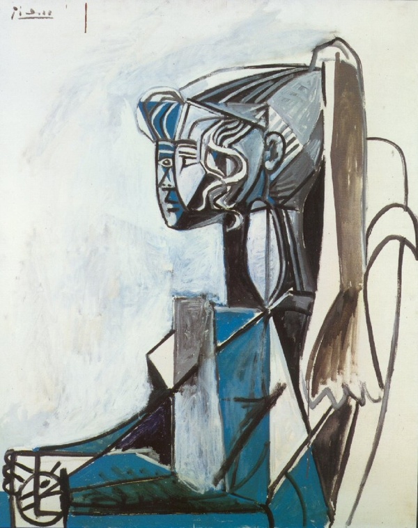 1954PortraitdeSylvetteDavid28西班牙画家巴勃罗毕加索抽象油画人物人体油画装饰画