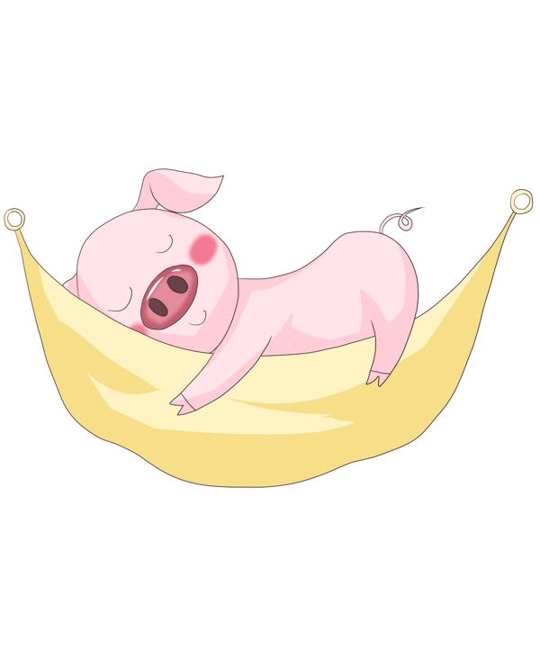 世界睡眠日睡觉的小猪手绘插画
