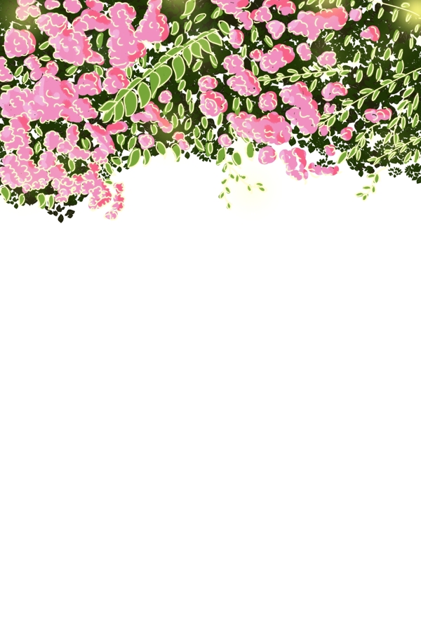 小清新夏季蔷薇树叶装饰边框