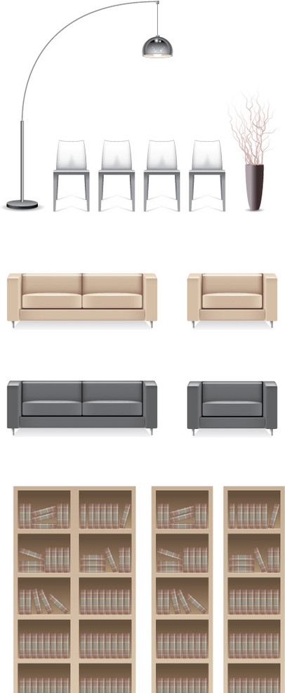 AI家具灯沙发矢量图图片