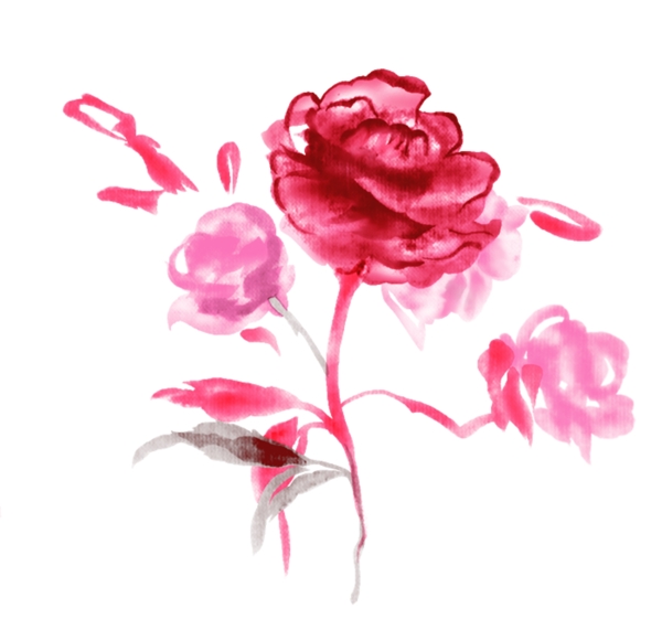 精美水墨手绘玫瑰图片
