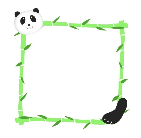 熊猫竹子边框插图