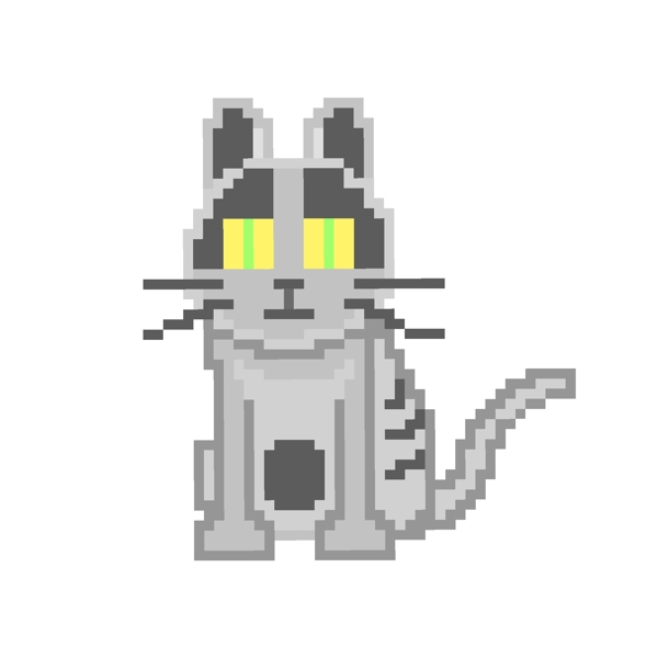 可爱像素灰猫