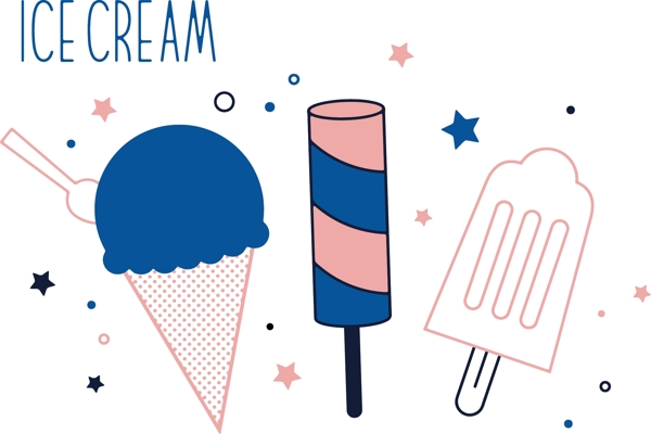 线性冰淇凌插画